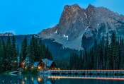 Night falls over Emerald Lake Lodge