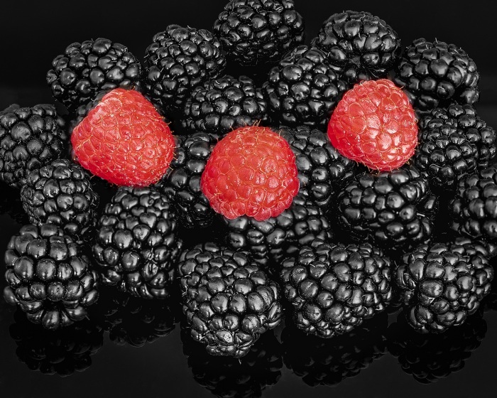 Blackberries And Red Raspberries