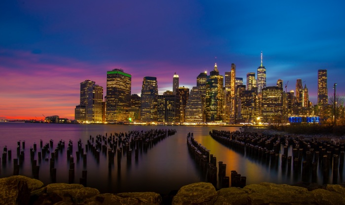 Brooklyn Bridge Pier at Night