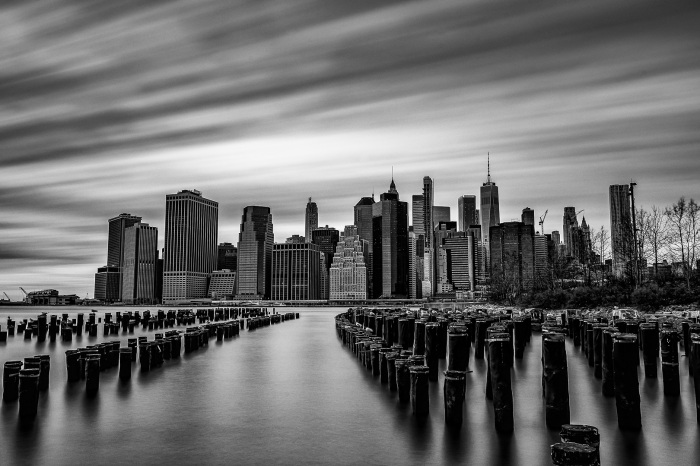 Dramatic skies over pier