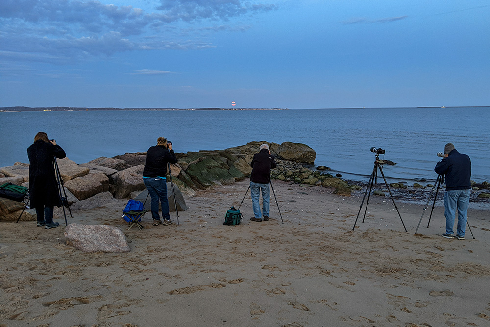 Flagpole Members Capture Full Moon Rising at Lighthouse Point