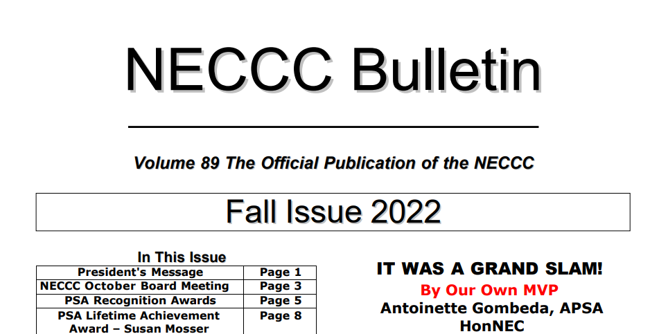 NECCC 2022 Fall Bulletin Mentions Flagpole 28 Times